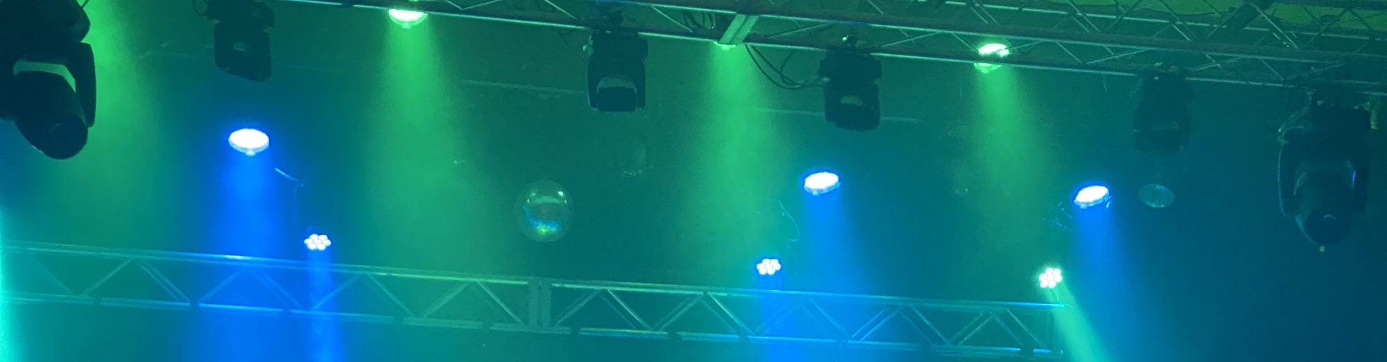 blue and green theater stage lights Green Bay